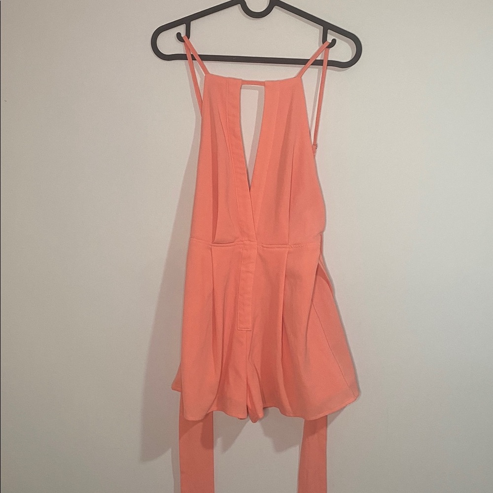 Fashion Nova Vibrant Coral short romper